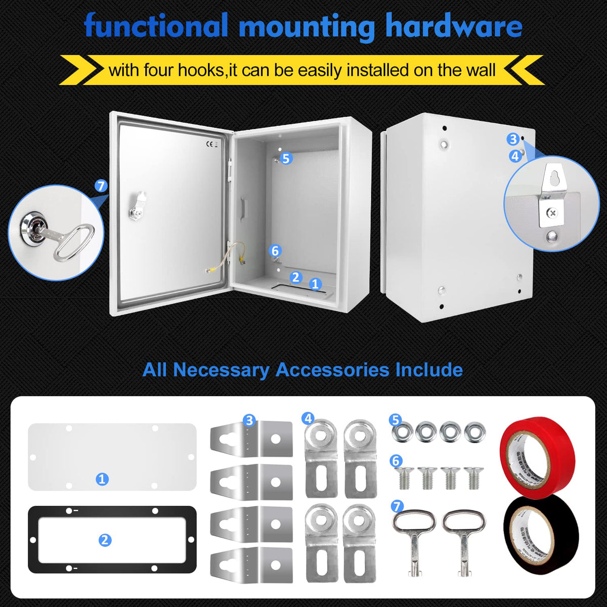 12 x 10 x 6'' IP66 Waterproof Steel Electrical Enclosure with Lock L275