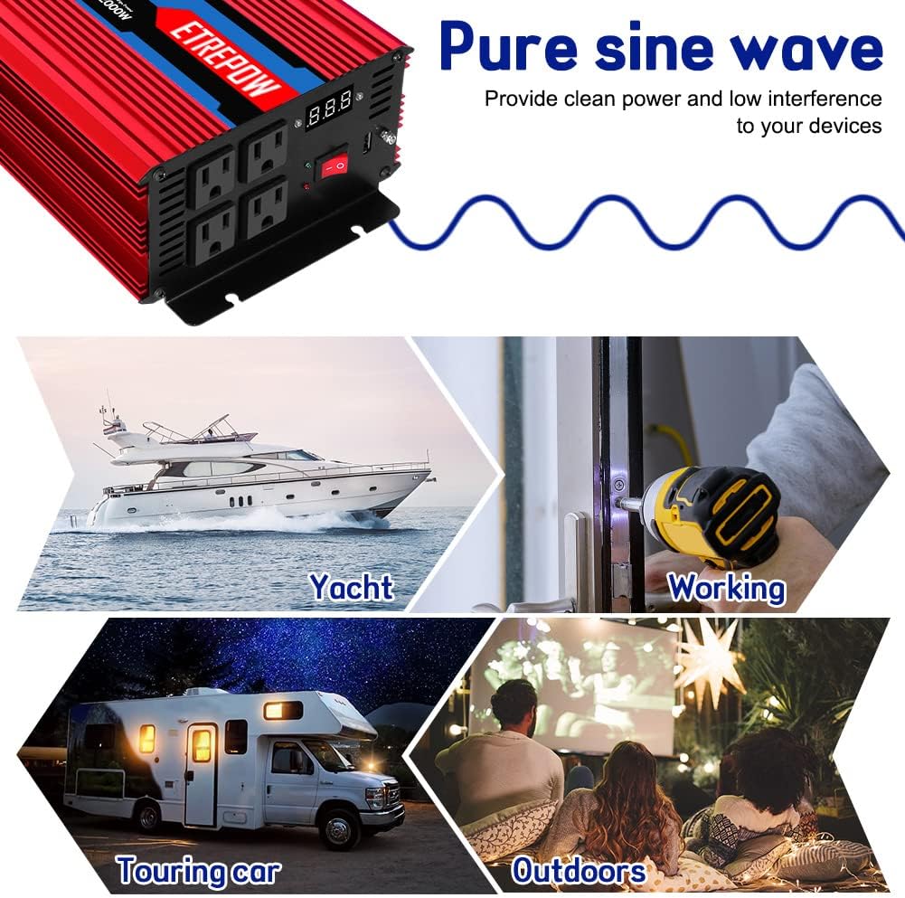 1500 Watt Pure Sine Wave Power Inverter 24V DC to 110V AC Wireless Remote Control S104061