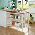 Solid Wood Kitchen Island with 2 Open Shelves H1698