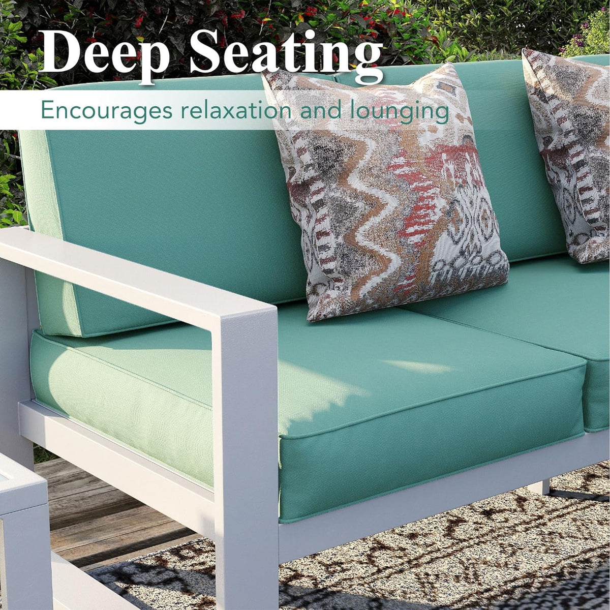 8 Pieces White Aluminum Patio Furniture Set with Ottoman and Coffee Table Y288784