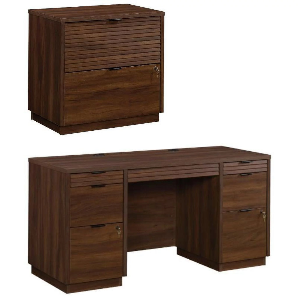 60" Credenza Desk & 2-Drawer Lateral File Cabinet A8105