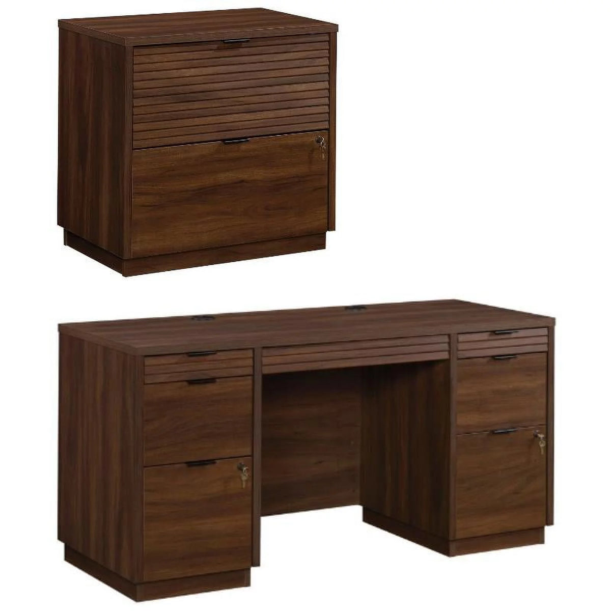 60" Credenza Desk & 2-Drawer Lateral File Cabinet A8105