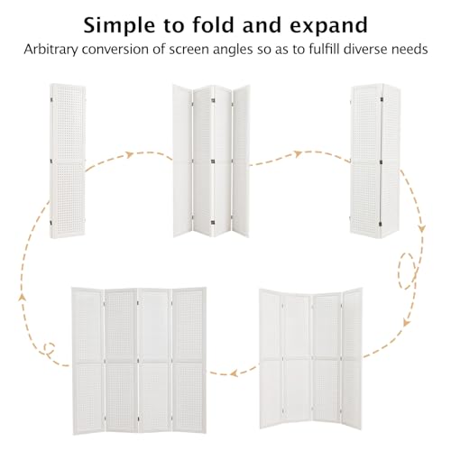 Freestanding Folding 4-Panel Pegboard Privacy Screen R64552