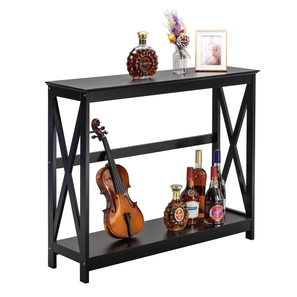 Black 2 Tier Console Table C3821
