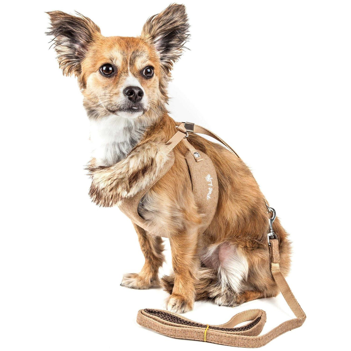 Adjustable 2 In 1 Dog Harness Leash with Removable Fur Collar Y79866