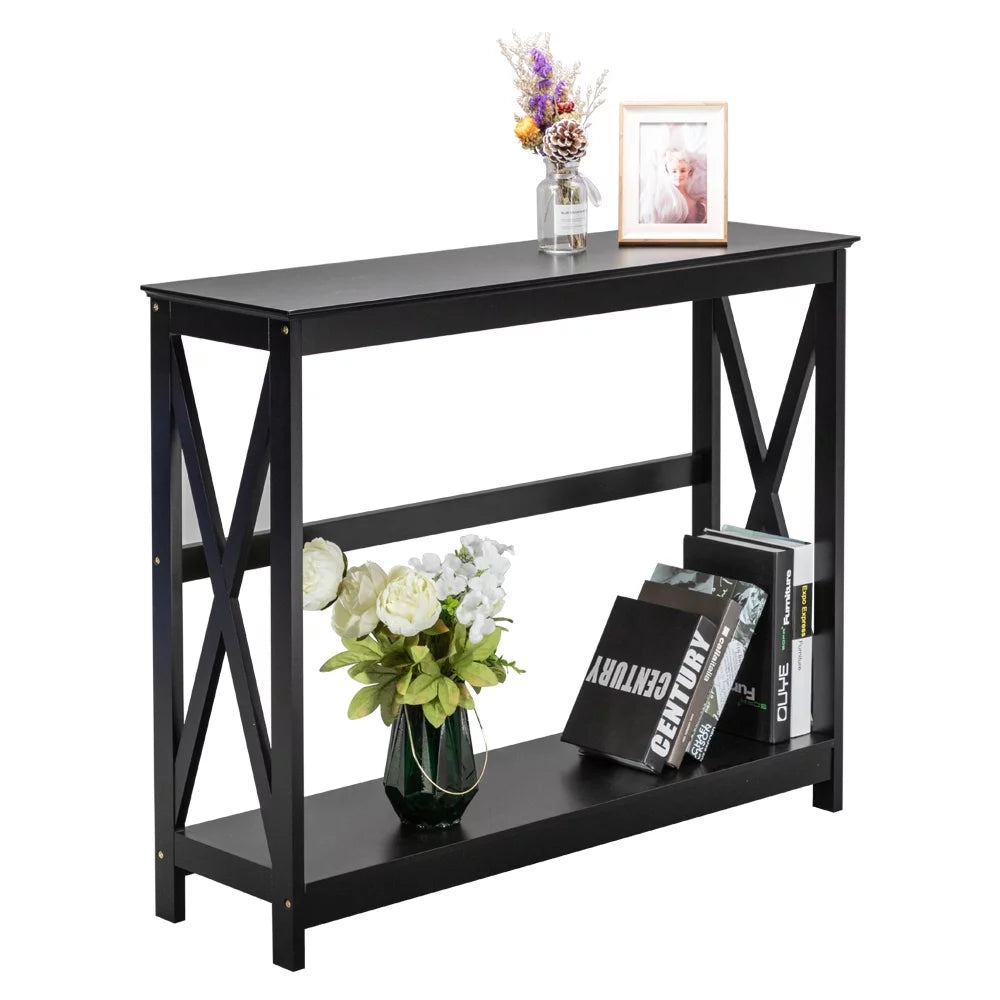 Black 2 Tier Console Table C3821