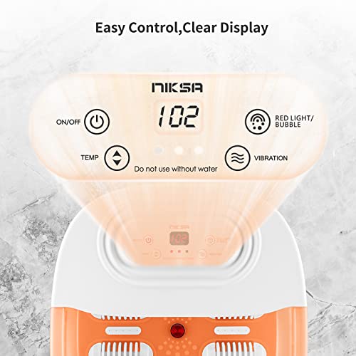 Foot Spa Bath Massager with Heat Bubbles Vibration and Red Light E2828