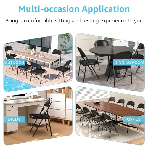 4 Pack Folding Chairs with Padded Cushion & Back (Black) S9965