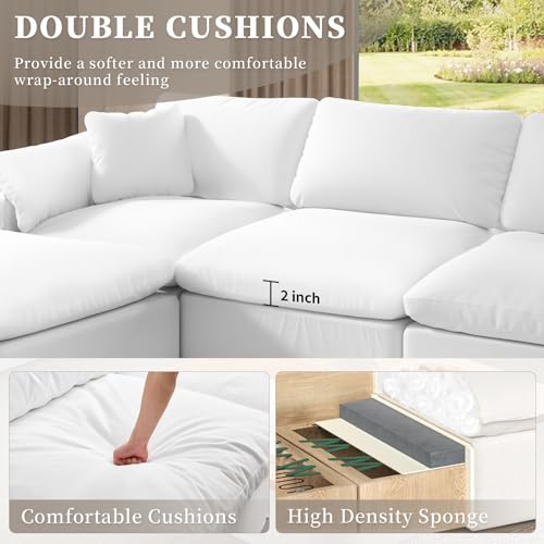 White U-Shaped Sectional Sofa with Detachable Covers A337