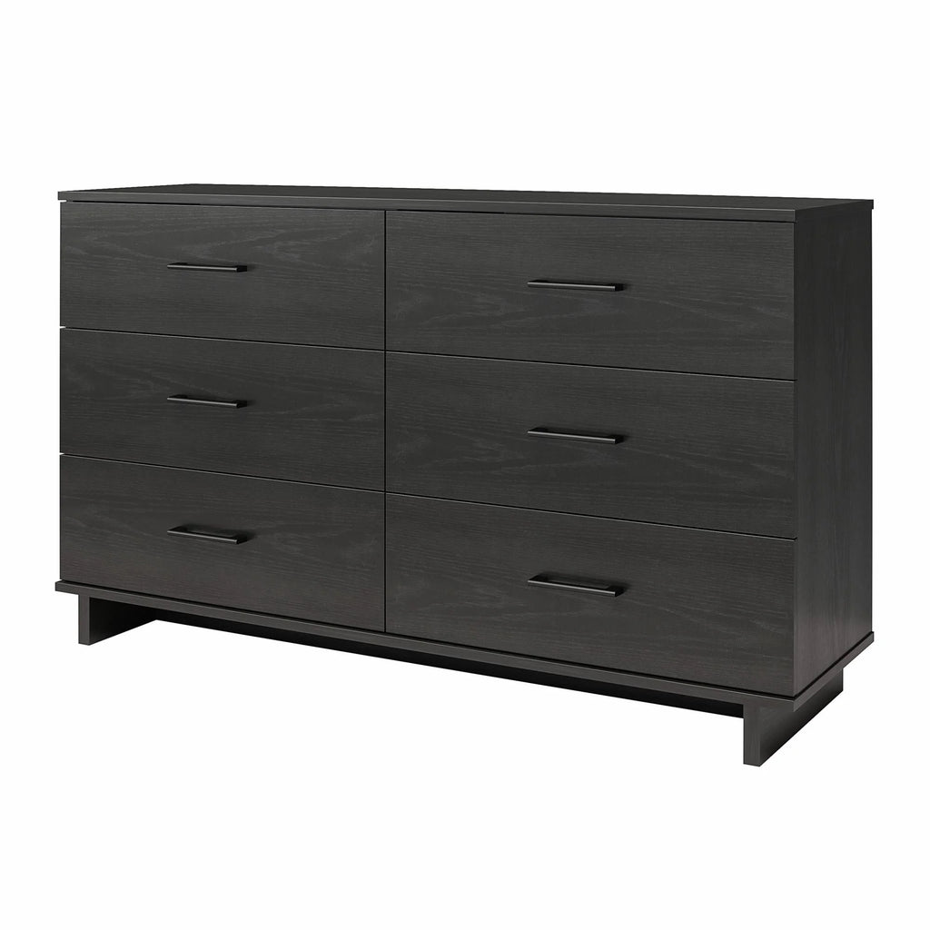 Black Oak 6 Drawer Wide Dresser U130104