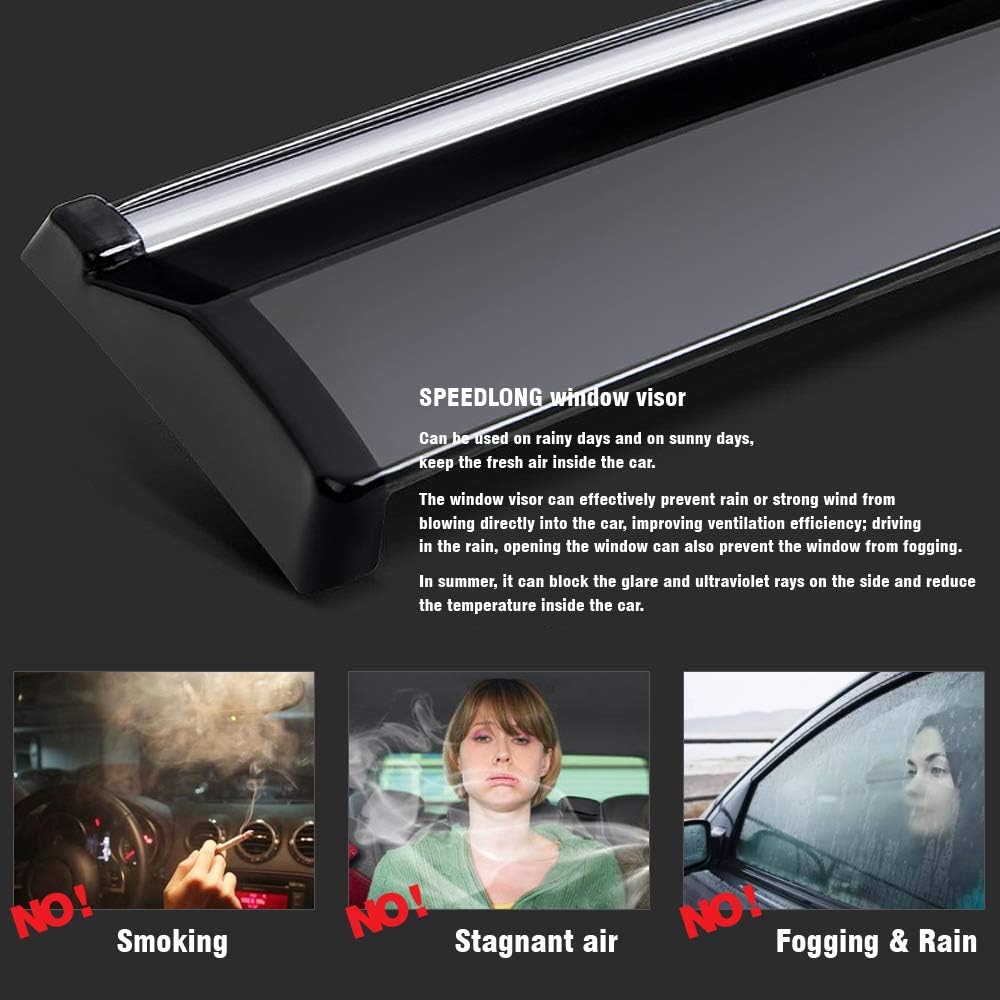Car Window Visor Vent Shade Deflector Sun/Rain/Fog Guards Pack of 2 F7898