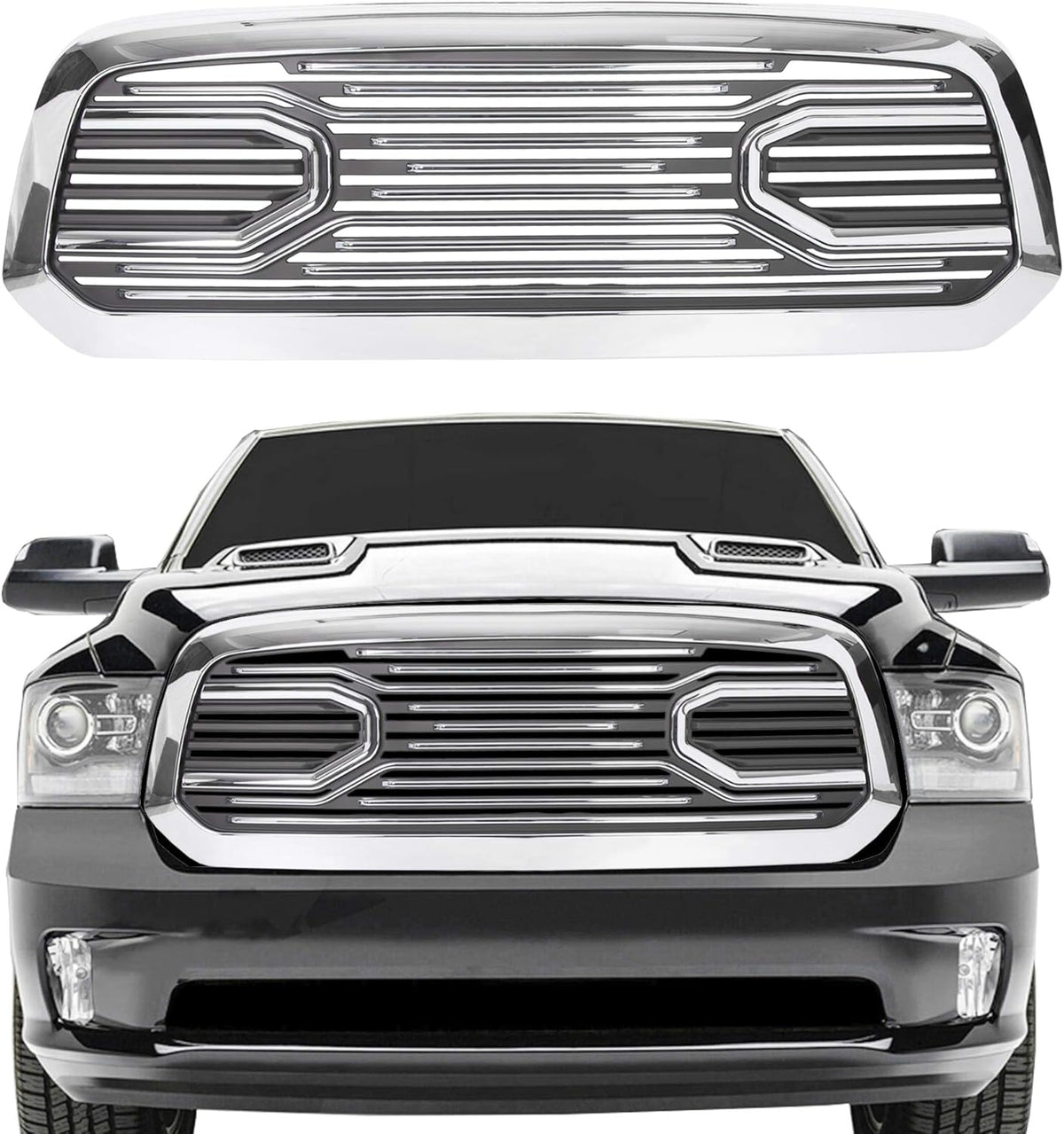 Chrome Front Grille Grill Replacement Shell for RAM 1500 Z4505