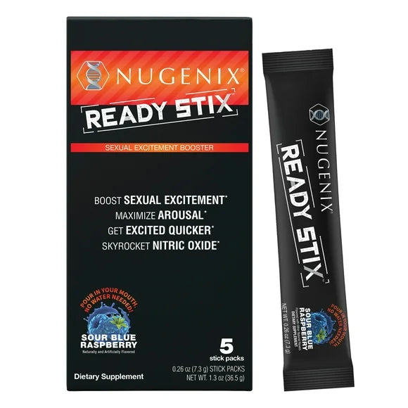 Men's Excitement Booster Supplement 5 Packets Powder Sour Blue Raspberry D3115