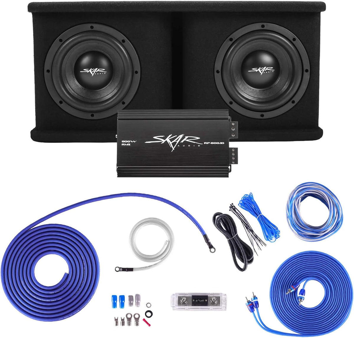 Dual 8" 1,400 Watt Subwoofer Bass Package with Loaded Enclosure and Amplifier W225743