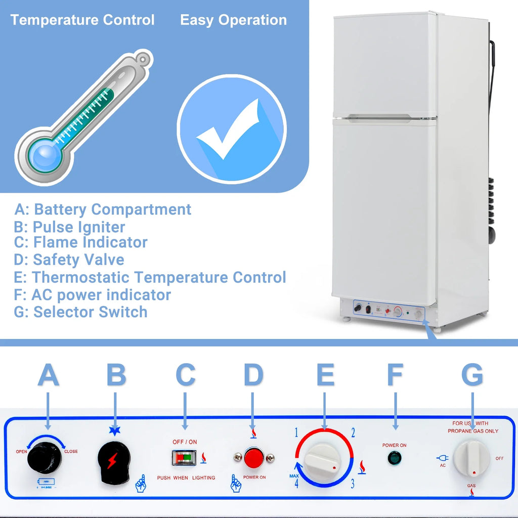 9.4 Cu ft Propane Refrigerator AC 110V E101