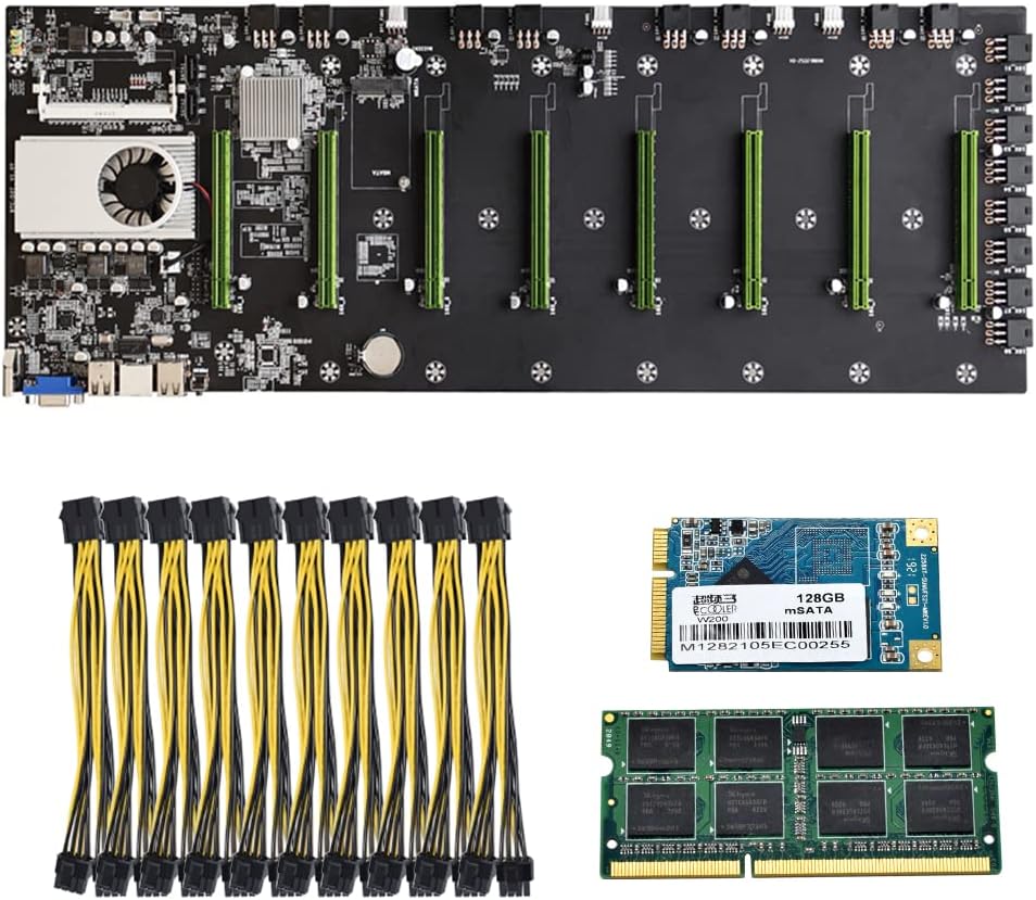 Miner Motherboard with 8GB RAM, 128G MSATA SSD, 8 GPU Slot L2597