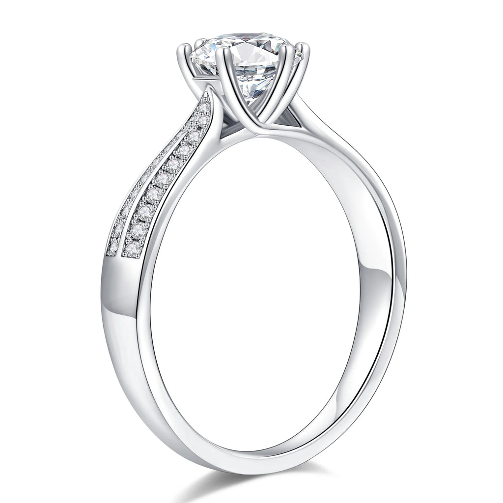 925 Sterling Silver Six-Prong Round Cut Engagement Ring S411144