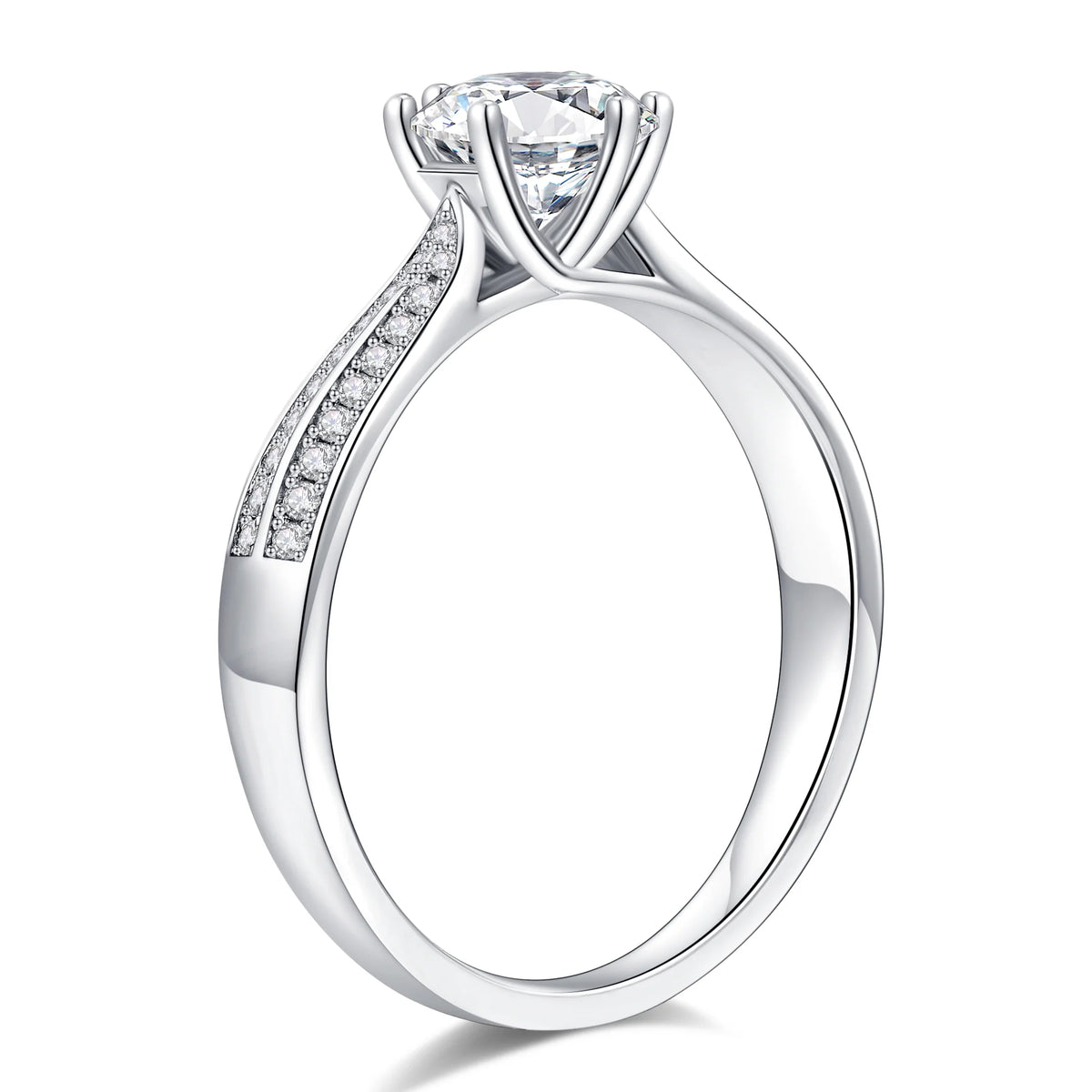 925 Sterling Silver Six-Prong Round Cut Engagement Ring S411144