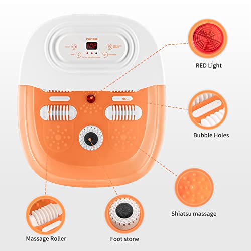 Foot Spa Bath Massager with Heat Bubbles Vibration and Red Light E2828