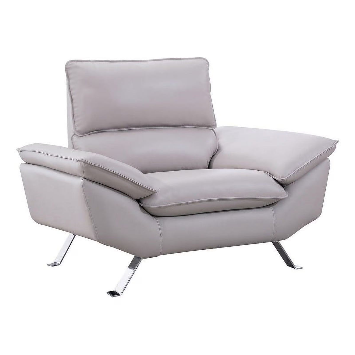 Light Gray Padded Leatherette Chair with Metal Legs D196