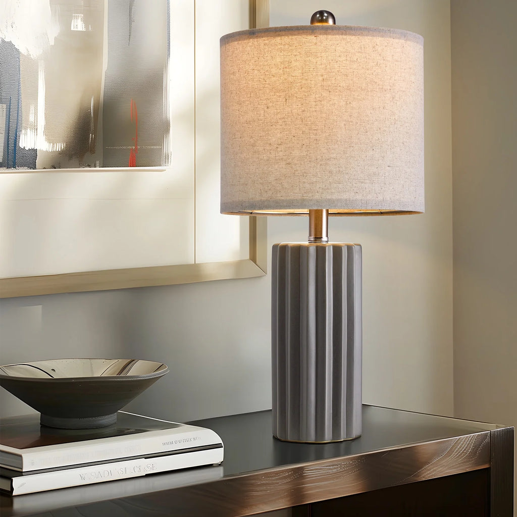 Ceramic Table Lamp Set of 2 Gray U190