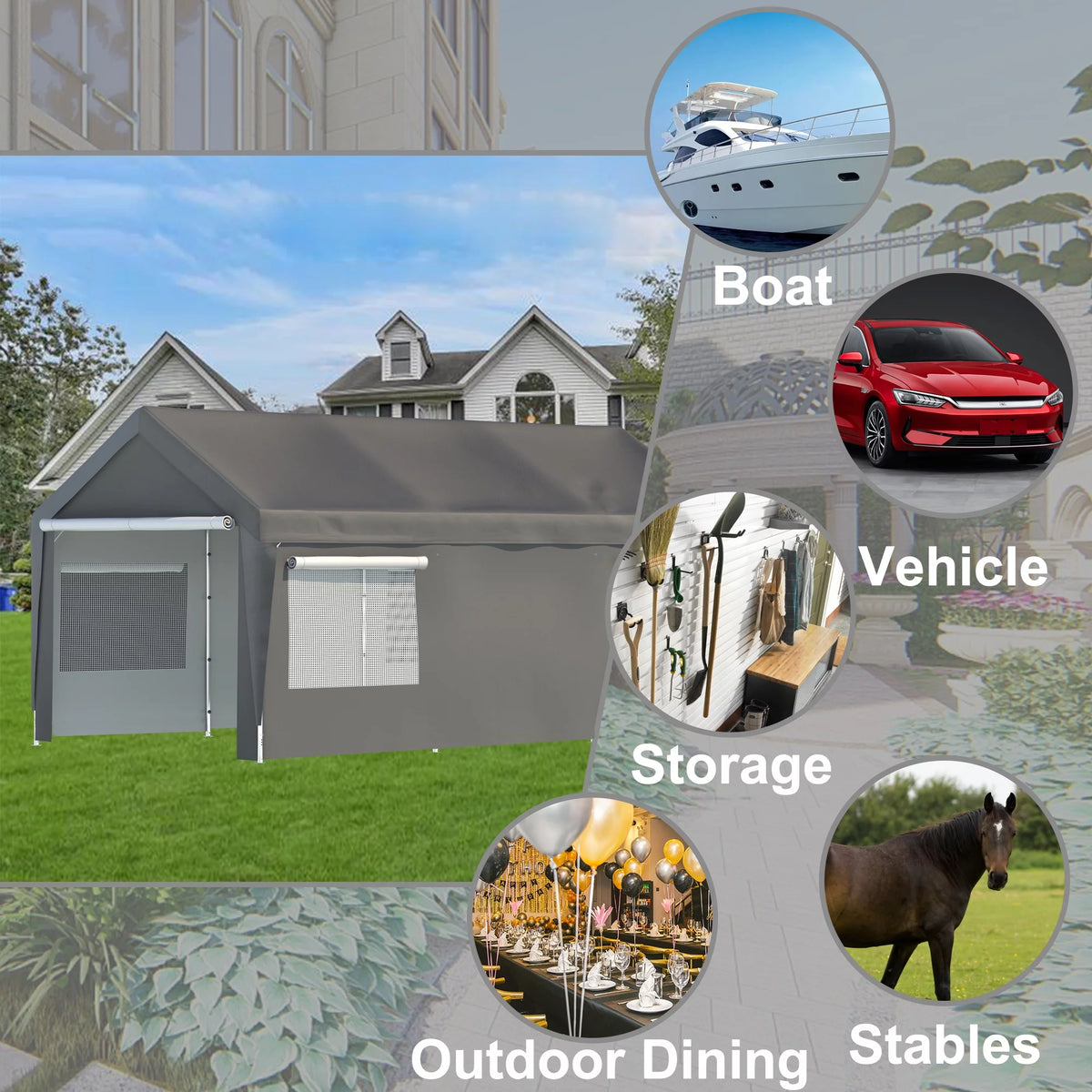 10 x 20 ft. Heavy Duty Steel Outdoor Carport Canopy Y3318