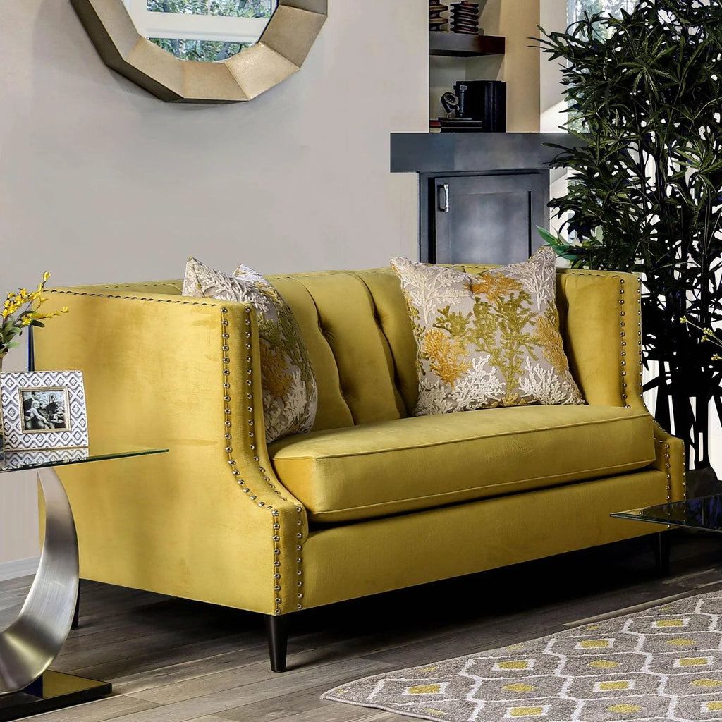 Royal Yellow Microfiber Sofa and Loveseat I8307
