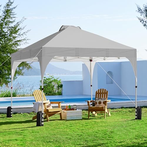 10x10 Pop Up Canopy Tent with Wheeled Bag, White I683216