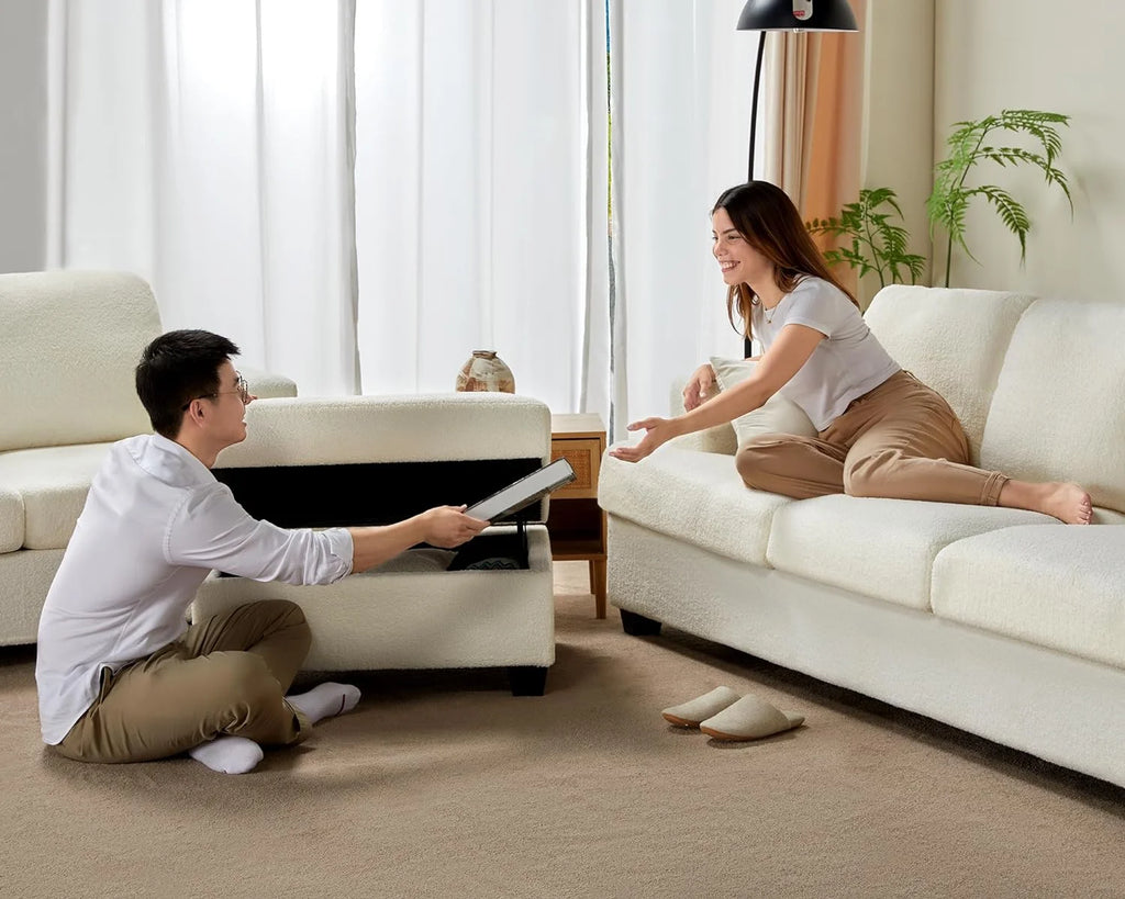 Offwhite Bouclé Ottoman Sofa F654