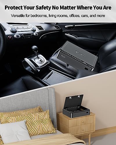 Biometric Gun Safe 4 Ways Quick Access Fingerprint Digital Keypad Key APP Lock Handgun Pistol Safe V3298