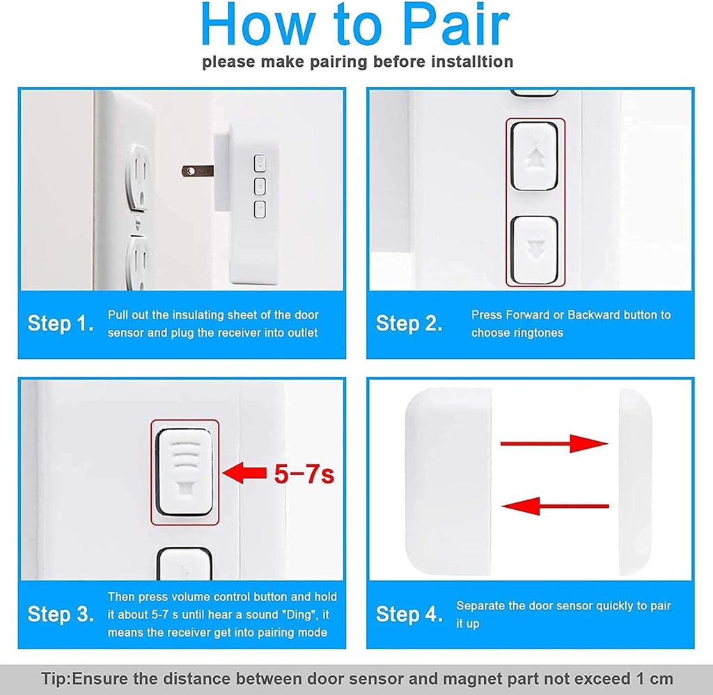 Wireless Door Open Chime with 3 Receiver 3 Magnetic Sensor S22481