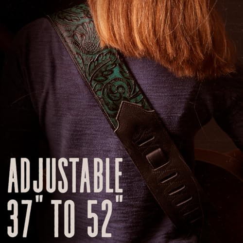 3" Wide Embossed Leather Guitar Strap L964