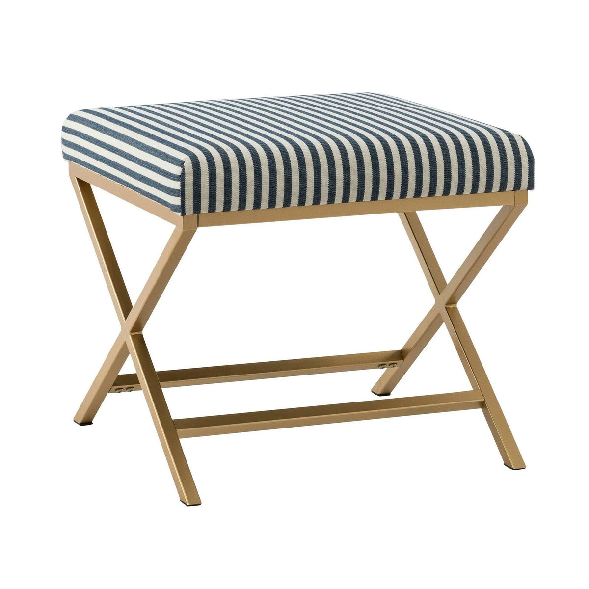Navy Striped Square Ottoman T396