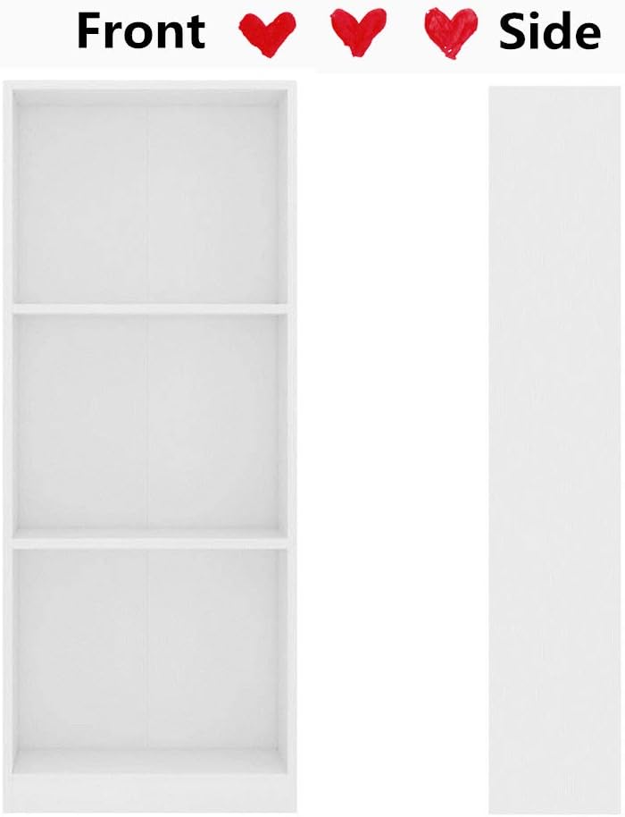 3-Tier White Chipboard Bookcase T4901