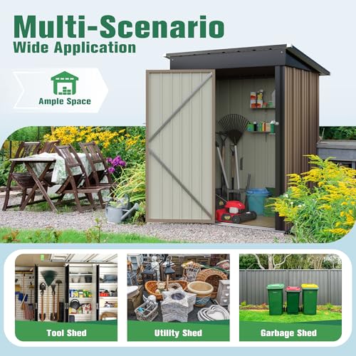 5 x 3 FT Waterproof Metal Garden Storage Shed B803194
