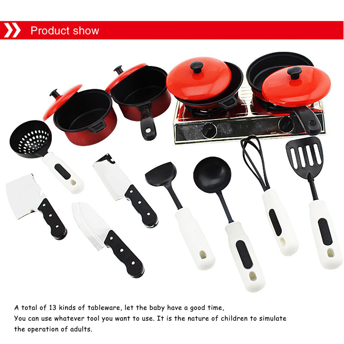 13 Piece Kitchen Toys Set with Pots and Pans P214575