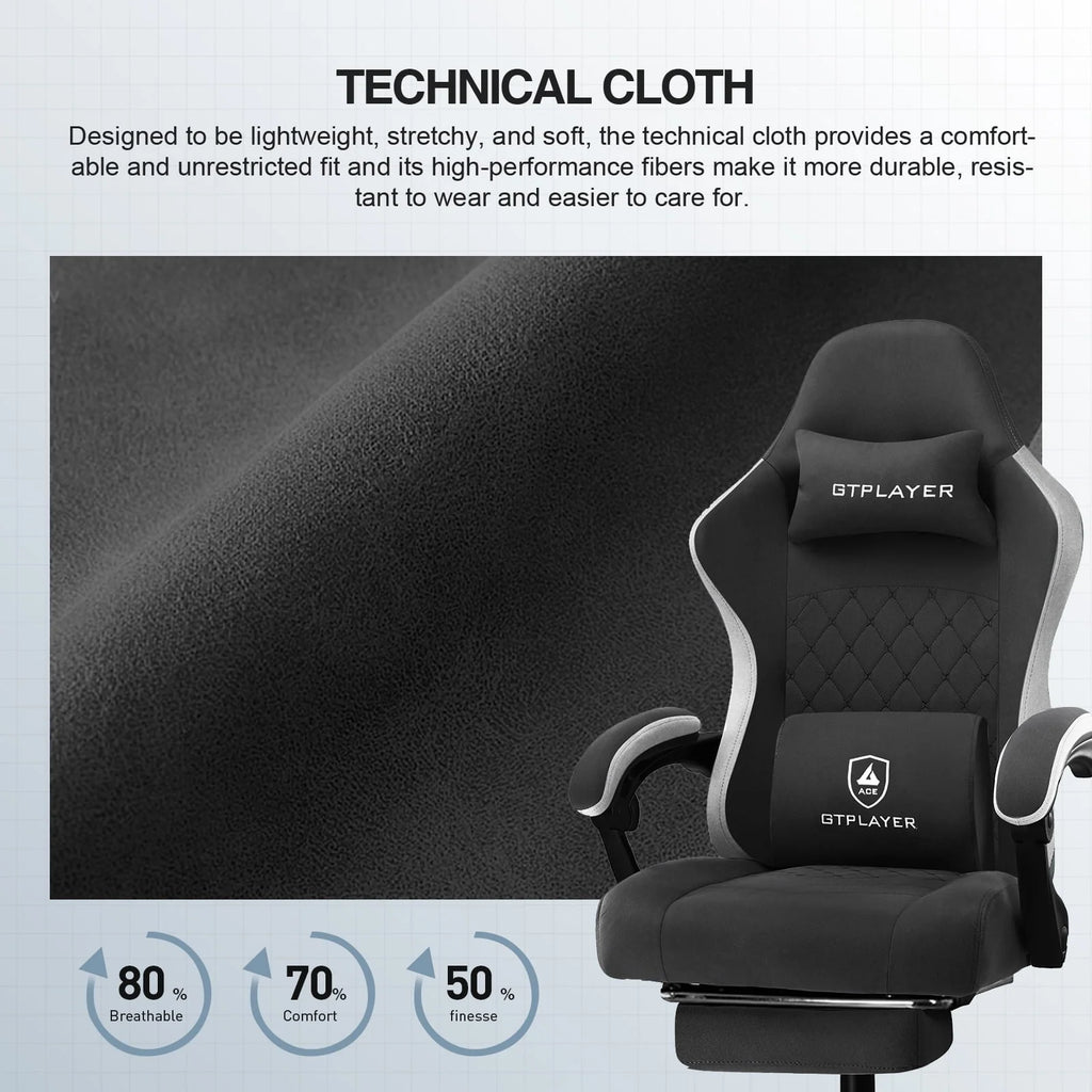 Lightblue Ergonomic Gaming Chair with Footrest E9481