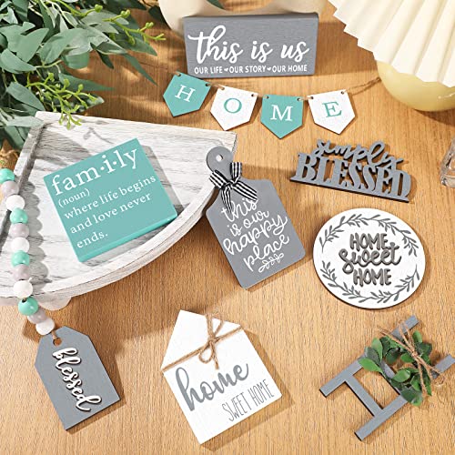 Two Tiered Tray with 11 Pcs Wooden Signs X120771