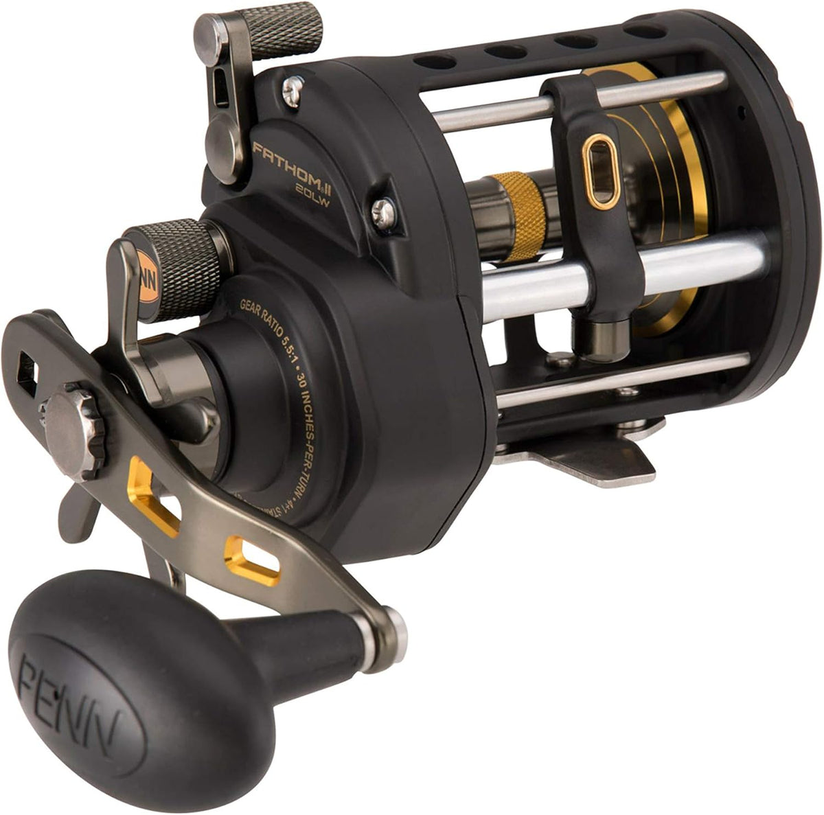 Black Gold Saltwater Casting Reel, 5.1 Gear Ratio, 30 lb Max Drag F605965