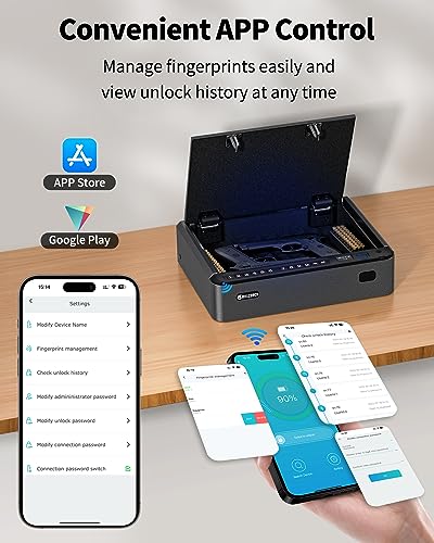Biometric Gun Safe 4 Ways Quick Access Fingerprint Digital Keypad Key APP Lock Handgun Pistol Safe V3298