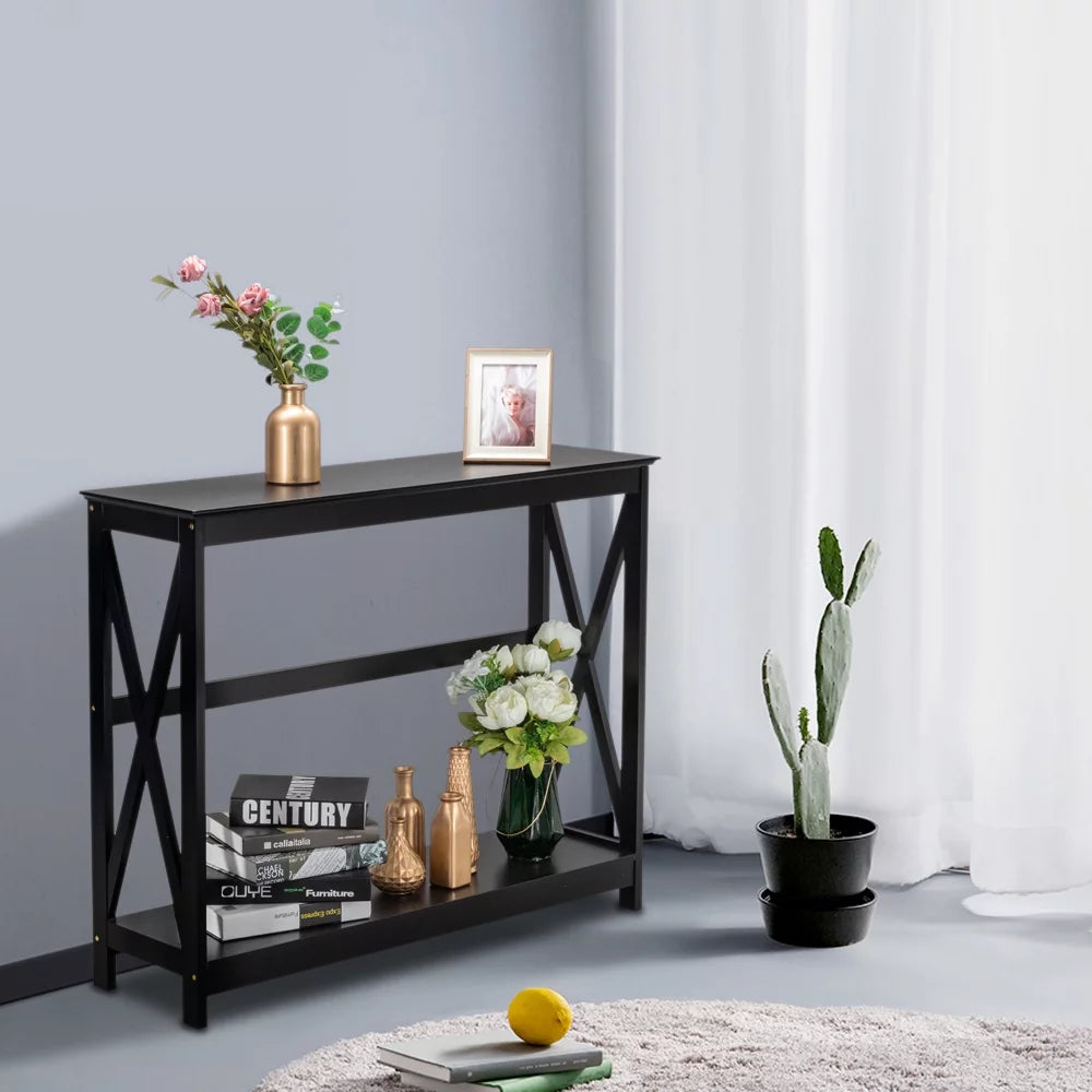 Black 2 Tier Console Table C3821