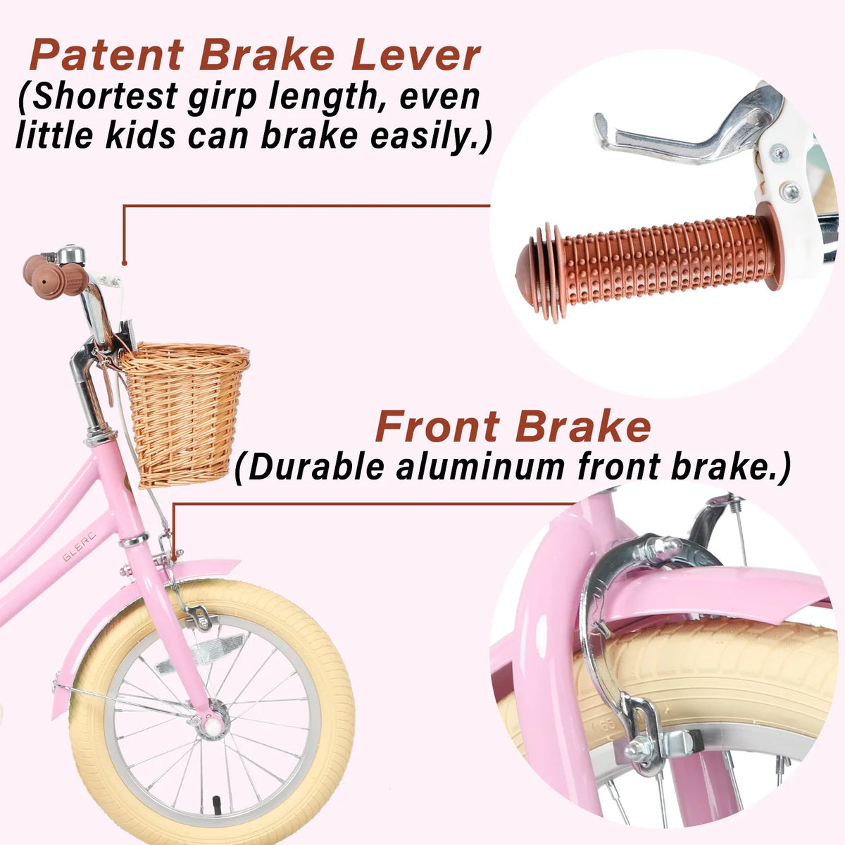 20 Inch Kids Bike with Bell and Training Wheels, Pink T63749
