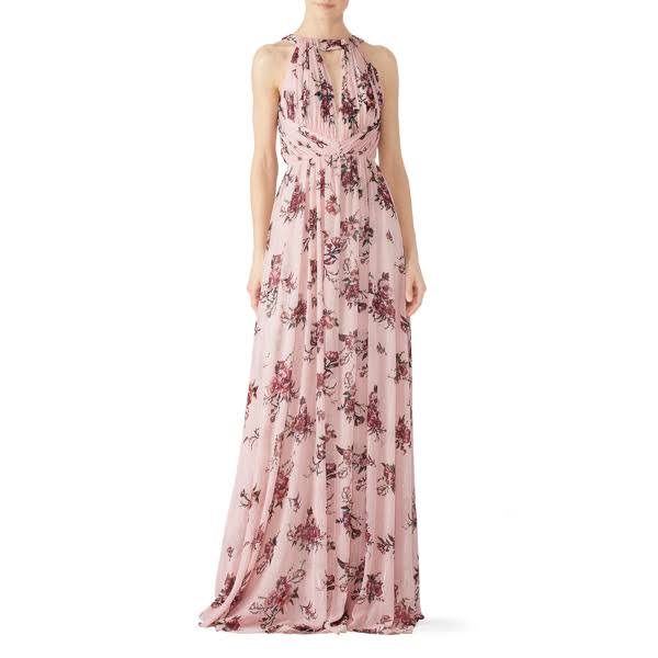 Blush Printed Floral Gown W1733