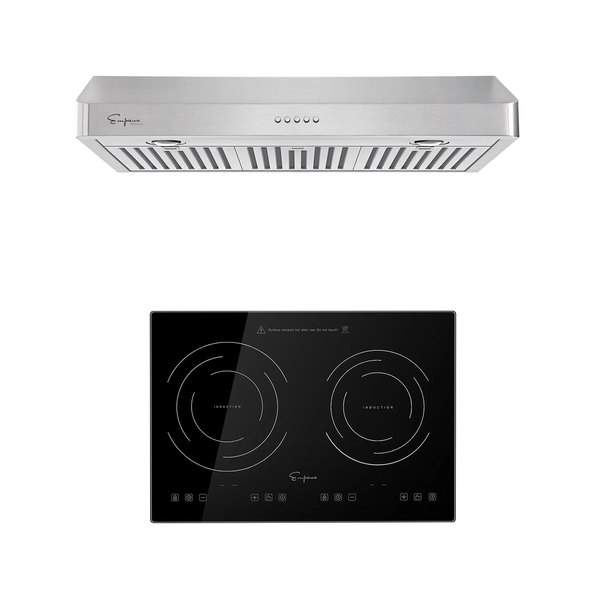 2 Piece Induction Cooktop and Under Cabinet Range Hood X4012
