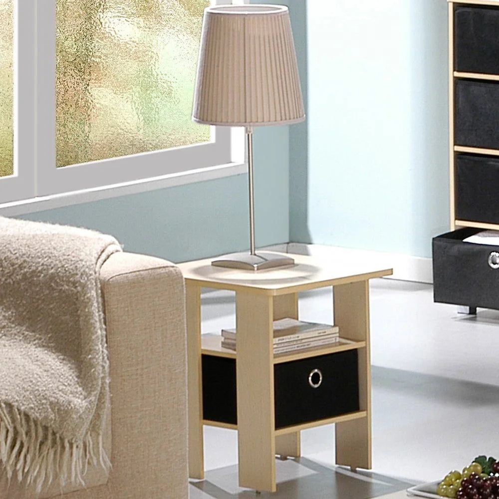 Engineered Wood End Table with Bin Drawer D7780