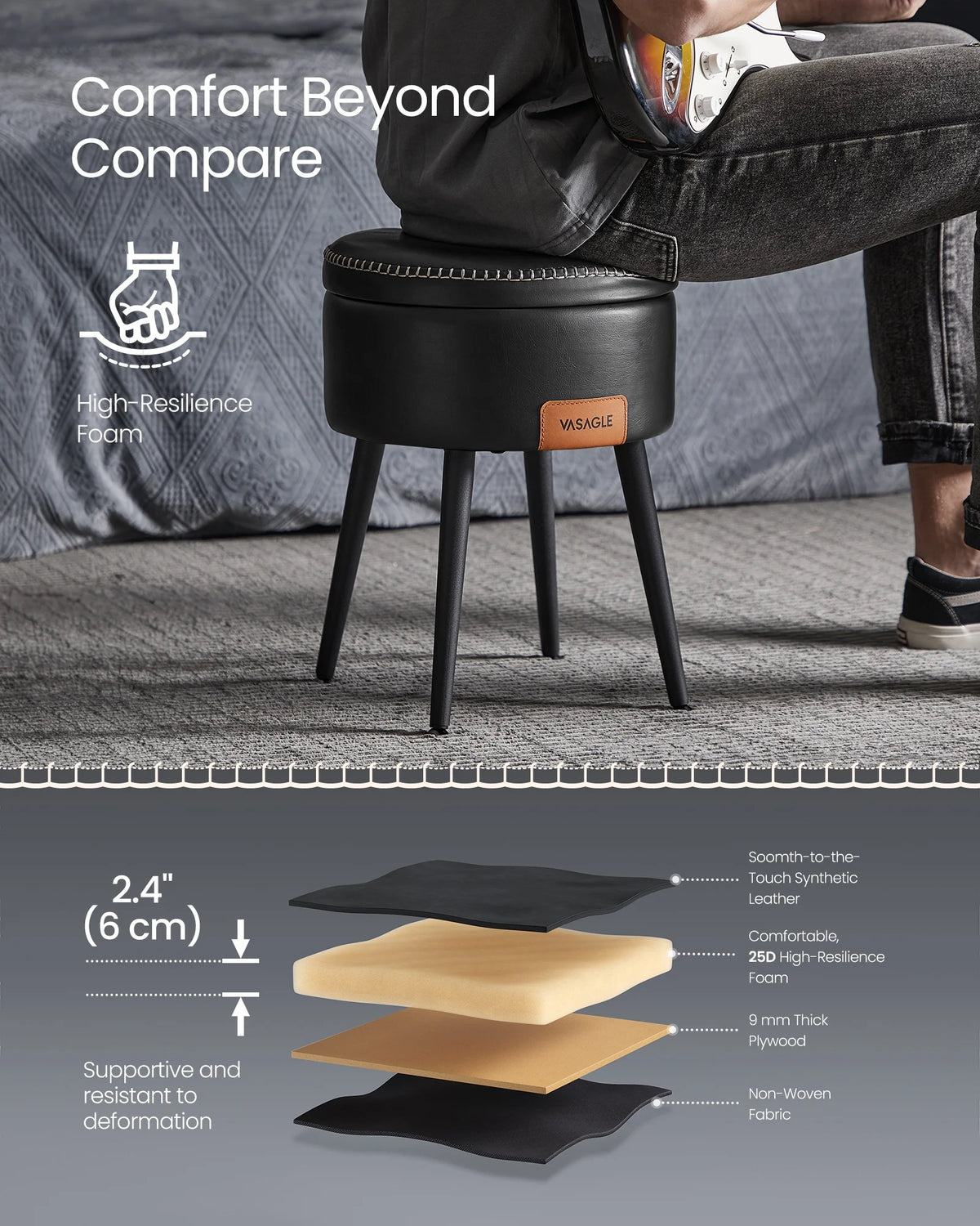 Synthetic Leather Storage Ottoman X763233
