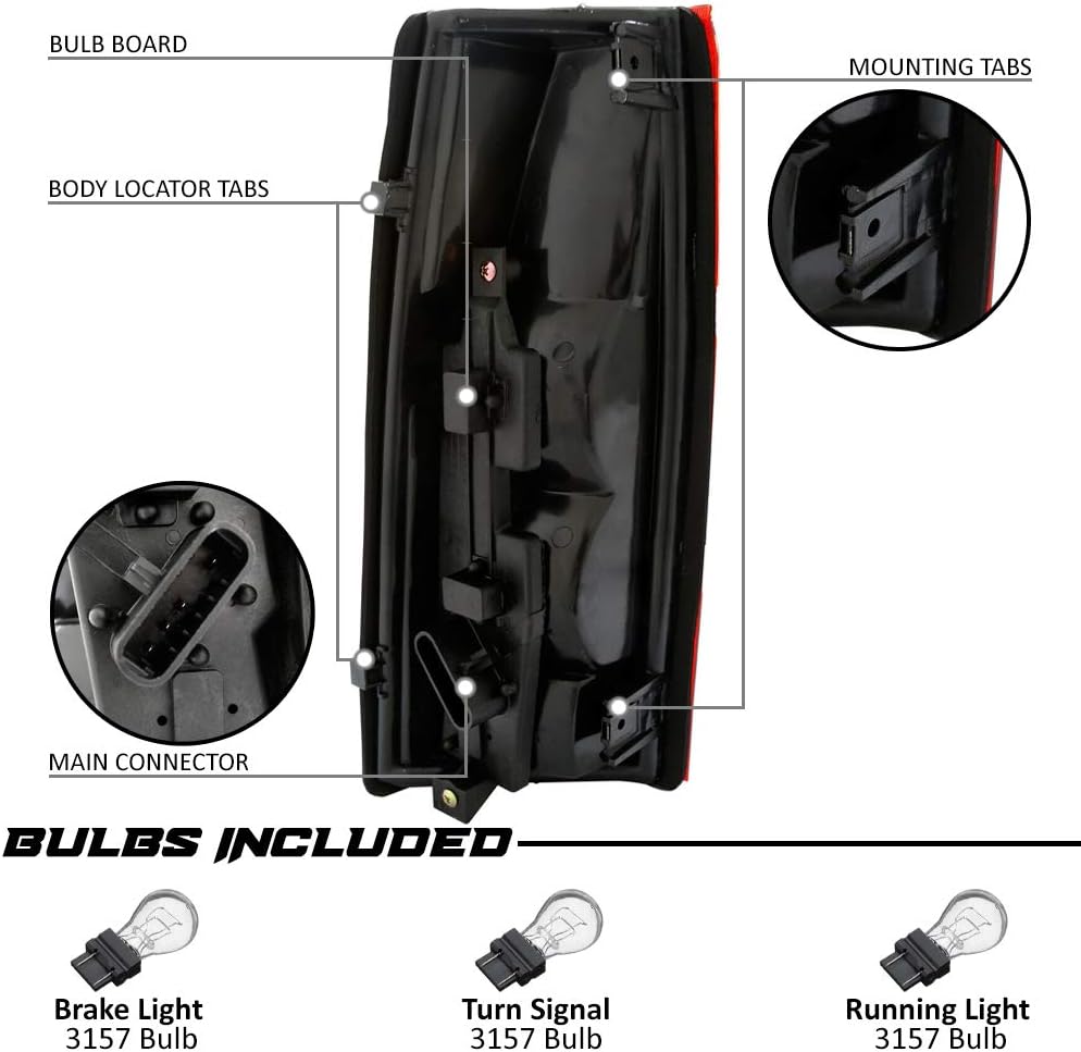 Replacement Rear Brake Tail Lights with Bulb Sockets & Connector Plates - Pair E640601
