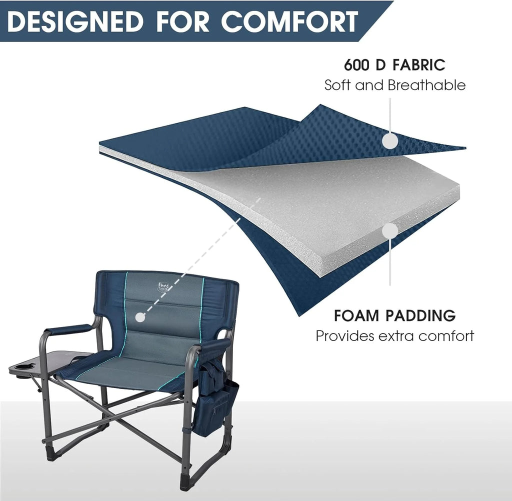 Oversized Heavy Duty Folding Camping Chair with Side Table and Side Pocket M435135