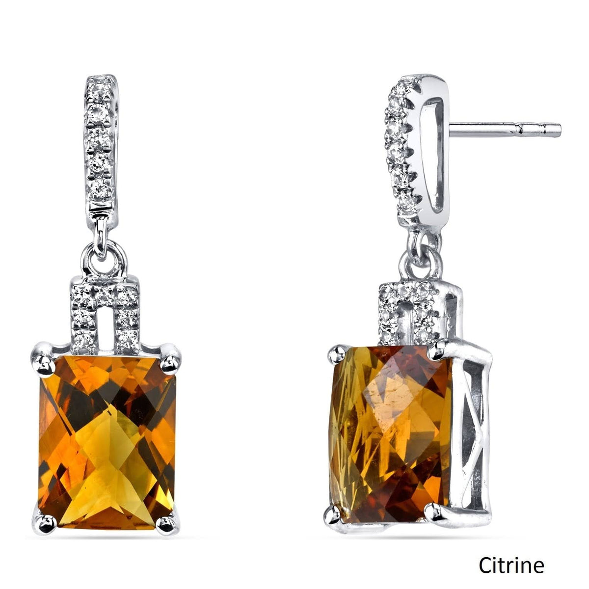 14K White Gold Citrine Earrings U868417