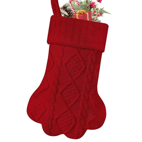 White Knit Paw Shape Christmas Stocking J743